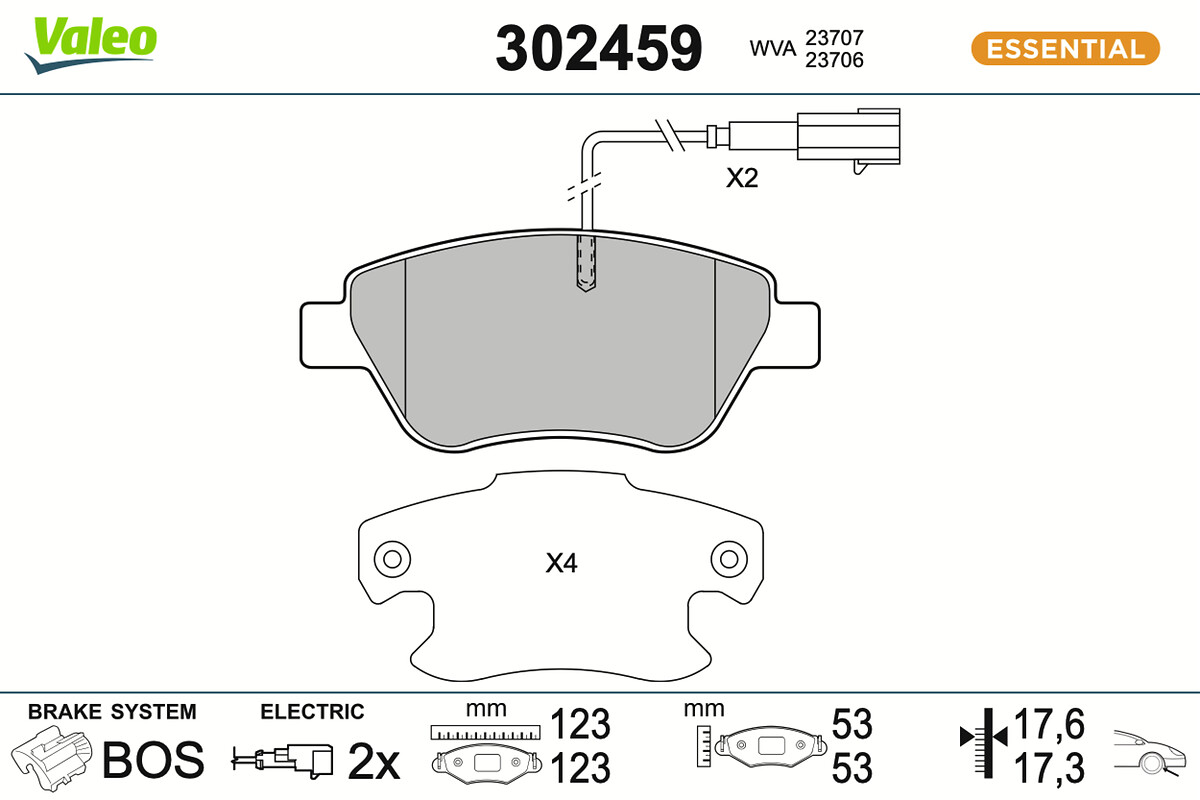 Jogo de 4 pastilhas de travão VALEO ref. 302459